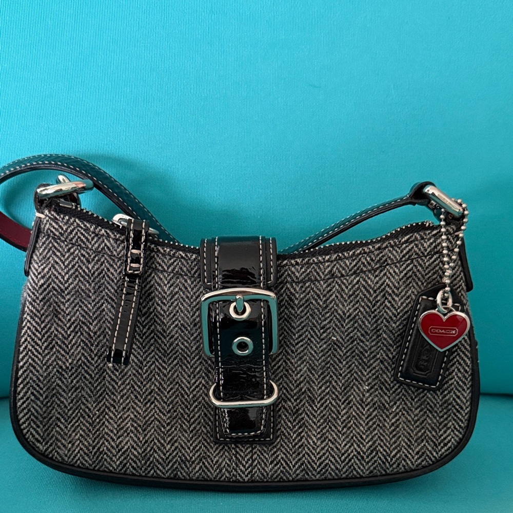Coach “vintage” Black and Gray Herringbone Shoulder Bag